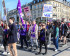 people marching in the women's march. Aurélie Dap and Lara Marwaha in front marching for Volt